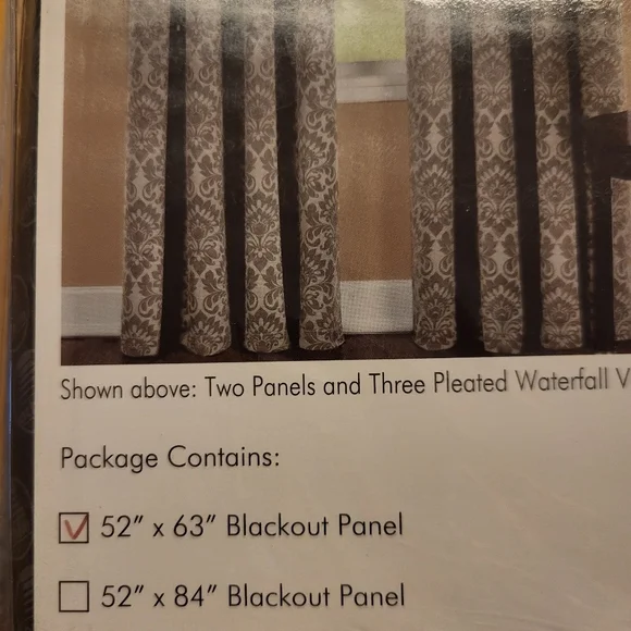Two Sutton Decortive Window Treatment  52" × 63" Blackout Panel, Brown/green - Picture 2 of 4